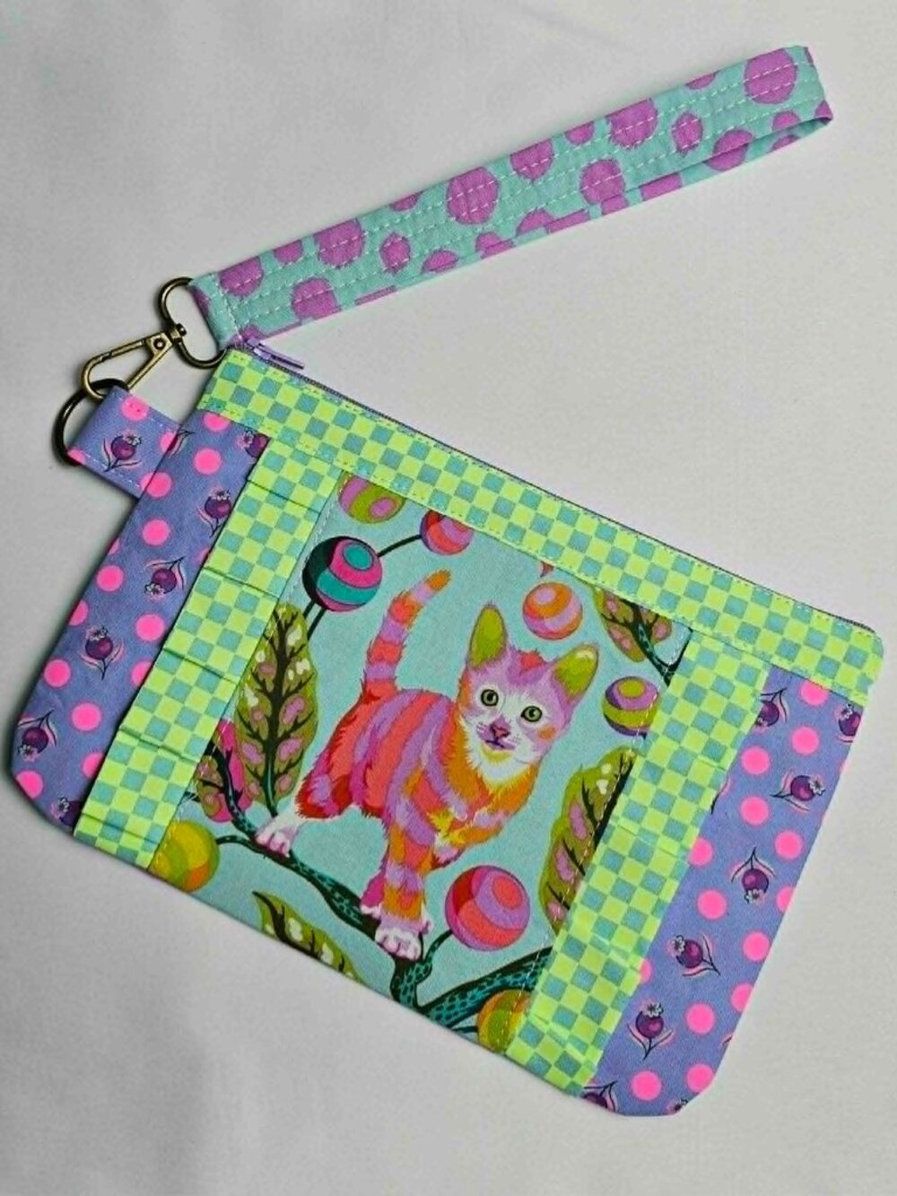 Tula Pink Disco Kitty Wristlet Wallet Purse: Gift for Women